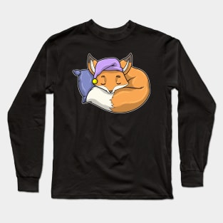 Fox at Sleeping with Pillow & Sleepyhead Long Sleeve T-Shirt